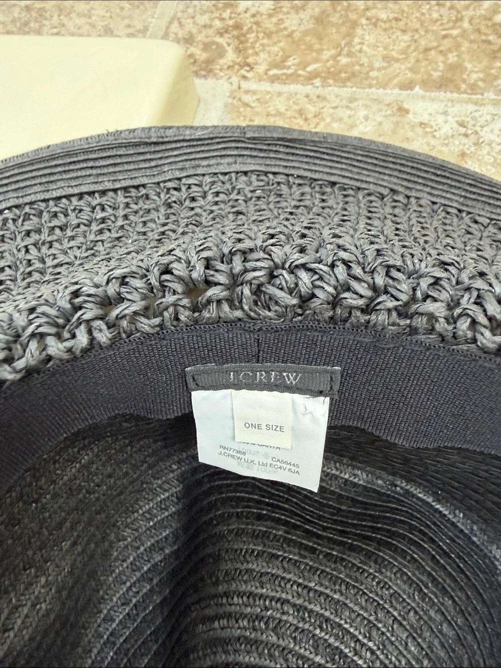 J.Crew Black Crochet Straw Sun Hat